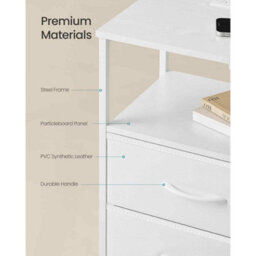Bedside Table With Charging Station, App-Controlled Led Lights, Open Shelf And 3 Drawers, Cloud White And Snow White - thumbnail 5