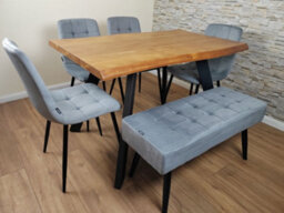 Athath Dining Table And Chairs Set With 4 Velvet Chairs With Bench, Set Of Dining Table And 4 Velvet Chairs And Bench - thumbnail 5