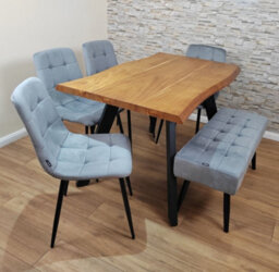 Athath Dining Table And Chairs Set With 4 Velvet Chairs With Bench, Set Of Dining Table And 4 Velvet Chairs And Bench - thumbnail 6
