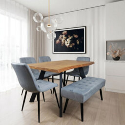 Athath Dining Table And Chairs Set With 4 Velvet Chairs With Bench, Set Of Dining Table And 4 Velvet Chairs And Bench - thumbnail 2