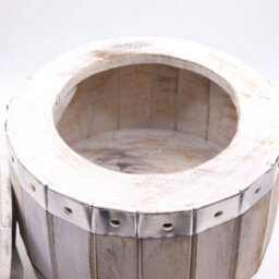 Serenityy Barrel Stool Whitewash Natural Finish, Outdoor Storage Seat, 38 Cm H X 32 Cm W - thumbnail 2