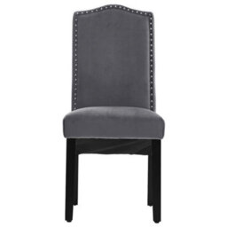 Living And Home Dining Chair Set Of 2 Grey Elegant Velvet High Back Dinning Chairs - thumbnail 2