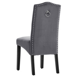 Living And Home Dining Chair Set Of 2 Grey Elegant Velvet High Back Dinning Chairs - thumbnail 3