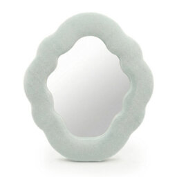 Serenityy Soft Squiggly Mirror Cloud Blue - Velvet Framed Cloud Shape 28X24X2.3Cm