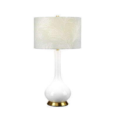 Luminosa Lighting Luminosa Milo Table Lamp With Round Shade, Aged Brass, White, Blue - image 1