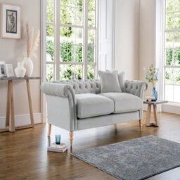 Sofas Express Tulip Chalk Grey Velvet  3 Seater Sofa - thumbnail 3