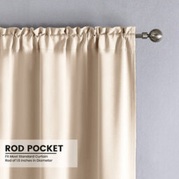 Ameha Cream Plain Blackout Curtain Ready Made Pencil Pleat Thermal Insulated Curtain Pair 90''x90'' With Tiebacks Home Decor Uk - thumbnail 3