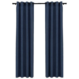Berkfield Premium Linen-Look Blackout Curtains With Grommets 2 Pcs Blue 140X245Cm