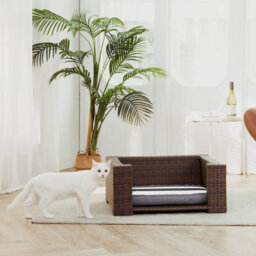 Teamson Pets Clotho Indoor Outdoor Rattan Cat Or Small Dog Elevated Bed Lounger With Removeable Washable Cushion - thumbnail 3