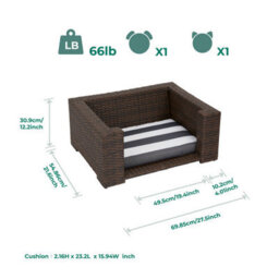 Teamson Pets Clotho Indoor Outdoor Rattan Cat Or Small Dog Elevated Bed Lounger With Removeable Washable Cushion - thumbnail 4