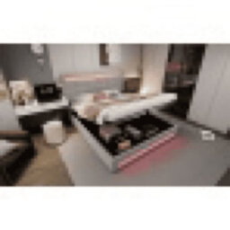 Matteo Grey Velvet Double Ottoman Bed Frame 4Ft6 With Hydraulic Lift Storage, Square Embellishment & App-Controlled 7-Colour Led Lights - thumbnail 8