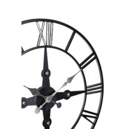 Orsina Wall Clock With Silver Roman Numerals, 59Cm Analogue Clock With Black Rim, Stylish Wall Clock For Hallways - thumbnail 3