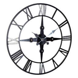 Orsina Wall Clock With Silver Roman Numerals, 59Cm Analogue Clock With Black Rim, Stylish Wall Clock For Hallways - thumbnail 2