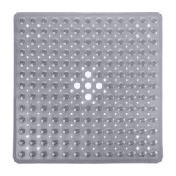 Aspire Homeware Grey Shower Bath Mat Non-Slip Suction Cups Grip Drain Holes Machine Washable (L)53Cm X (W)53Cm - thumbnail 1