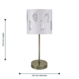 First Choice Lighting Antique Brass Stick Table Lamp With White Fern Shade - thumbnail 4