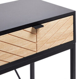 Vonhaus Chevron Console Table, Black & Light Wood Effect Hallway Table, 2 Drawer Entryway Hall Table With Metal Frame, Dalton - thumbnail 4