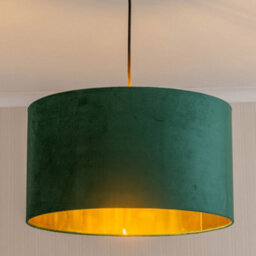Valuelights Reni Green Velvet & Gold Inner Drum Ceiling Lamp Shade (D)45Cm