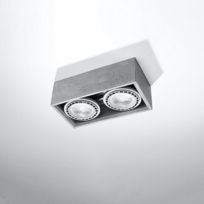 Sollux Lighting Quatro Concrete Grey 2 Light Classic Ceiling Light - image 1