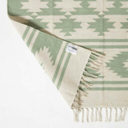 Homescapes Turin Green & Natural Kilim Cotton Rug, 90 X 150 Cm - thumbnail 5