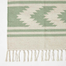 Homescapes Turin Green & Natural Kilim Cotton Rug, 90 X 150 Cm - thumbnail 3