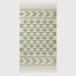 Homescapes Turin Green & Natural Kilim Cotton Rug, 90 X 150 Cm - thumbnail 2