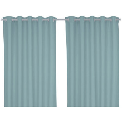 GoodHome Hiva Light Blue Solid Dyed Lined Eyelet Curtain (W)167Cm (L)183Cm, Pair - image 1