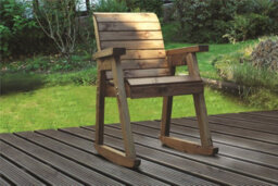 Charles Taylor Trading Charles Taylor Wooden Garden Rocker Seat Rocking Chair & Grey Cushion - thumbnail 2