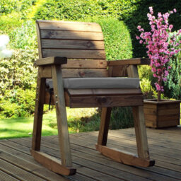 Charles Taylor Trading Charles Taylor Wooden Garden Rocker Seat Rocking Chair & Grey Cushion
