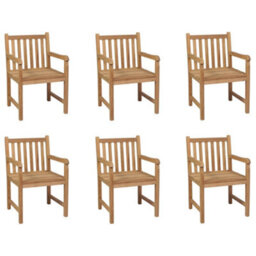 Berkfield Outdoor Chairs 6 Pcs Solid Teak Wood