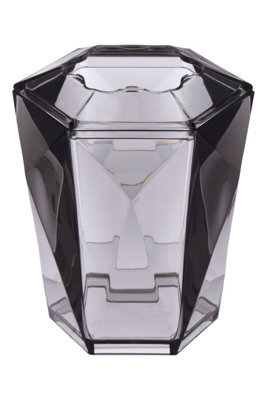 Orsina Grey Acrylic Toothbrush Holder For Bathroom, Textured Geometric Toothbrush & Holder, Bathroom Countertop Set
