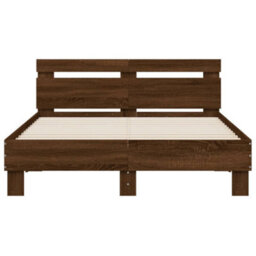 Berkfield Bed Frame With Led Without Mattress Brown Oak 135X190 Cm Double - thumbnail 7