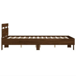 Berkfield Bed Frame With Led Without Mattress Brown Oak 135X190 Cm Double - thumbnail 8