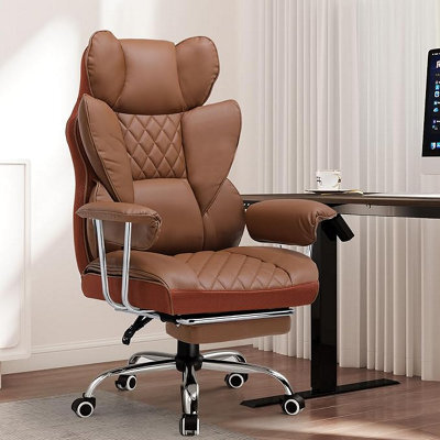 Gtplayer Gaming Chair, Executive Office Desk Chair With Footrest Ergonomic Heavy Duty Lumbar Support Computer Chairs, Brown - image 1