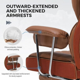 Gtplayer Gaming Chair, Executive Office Desk Chair With Footrest Ergonomic Heavy Duty Lumbar Support Computer Chairs, Brown - thumbnail 6
