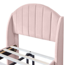 Upholstered Bed,single Bed 3Ft(90X190Cm),with Slatted Frame And Headboard, Wooden Slatted Support, Easy Assembly, Velvet Pink - thumbnail 5