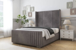 "Sloomy Camden Slate Naples Bed Frame With Mattress With 50""  Upholstered Wingback Headboard 6' Super King" - thumbnail 2