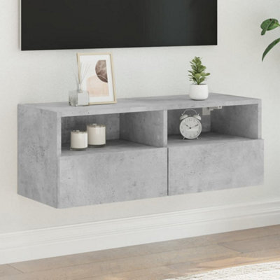 Walplus Tv Wall Cabinet Concrete Grey 80X30X30 Cm Engineered Wood - image 1
