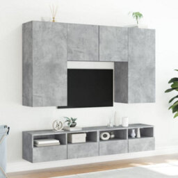 Walplus Tv Wall Cabinet Concrete Grey 80X30X30 Cm Engineered Wood - thumbnail 4