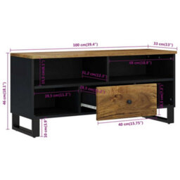 Berkfield Sturdy Tv Cabinet 100X33X46 Cm Solid Wood Mango&engineered Wood - thumbnail 8