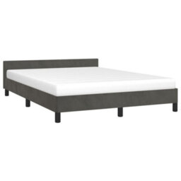 Berkfield Bed Frame With Headboard Dark Grey 135X190Cm 4Ft6 Double Velvet - thumbnail 3