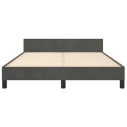 Berkfield Bed Frame With Headboard Dark Grey 135X190Cm 4Ft6 Double Velvet - thumbnail 5