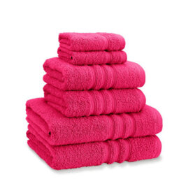 Catherine Lansfield Zero Twist Cotton 6 Piece Towel Bale Set Hot Pink