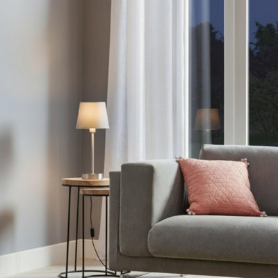 GoodHome Nunbird Plain Conical Satin Grey Silver Effect Table Lamp - image 1