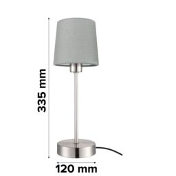 GoodHome Nunbird Plain Conical Satin Grey Silver Effect Table Lamp - thumbnail 3