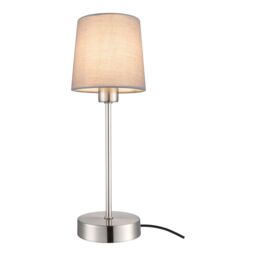 GoodHome Nunbird Plain Conical Satin Grey Silver Effect Table Lamp - thumbnail 4