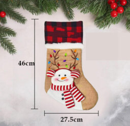 Amorly 4Pcs Burlap Christmas Stockings, Hanging Fireplace Xmas Stockings With Santa Reindeer Snowman Bear Patterns For Holiday Home Decor - thumbnail 5