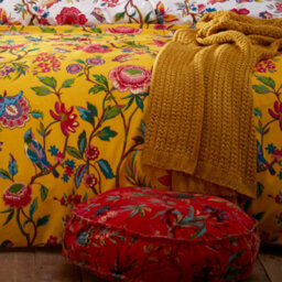 Furn. Pomelo Tropical Floral Reversible Duvet Cover Set, King, Yellow - thumbnail 3