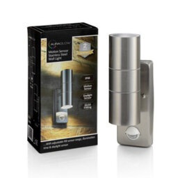 Auraglow Pir Motion Sensor Stainless Steel Up & Down Outdoor Wall Security Light - Cool White - Twin Pack