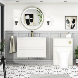 Royal Bathrooms Elmore 800mm Traditional Wall Hung 2 Drawer Bathroom Vanity Unit With Sintered Stone Basin Sink - Classic White - thumbnail 4
