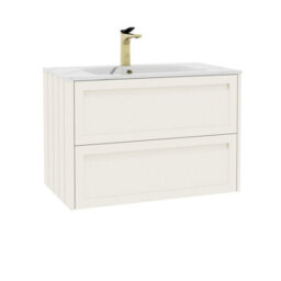 Royal Bathrooms Elmore 800mm Traditional Wall Hung 2 Drawer Bathroom Vanity Unit With Sintered Stone Basin Sink - Classic White - thumbnail 6